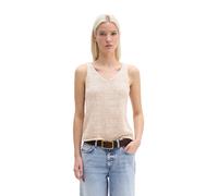 Kurzarmpullover MARC O'POLO "aus Bändchengarn", Damen, Gr. L, light beige, Obermaterial: 84% Baumwolle, 16% Polyamid, unifarben, V-Ausschnitt, Pullover (43608428-L) light beige