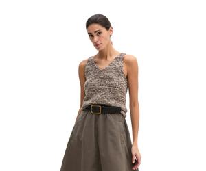 Kurzarmpullover MARC O'POLO "aus Bändchengarn", Damen, Gr. S, medium braun, Obermaterial: 84% Baumwolle, 16% Polyamid, unifarben, V-Ausschnitt, Pullover (21094044-S) medium braun