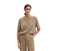 Kurzarmpullover MARC O'POLO, Damen, Gr. S, beige (earthy taupe), Strick, Obermaterial: 70% Baumwolle, 30% Polyester, loose fit normal, Rundhals, Bündchen, Pullover, loose aus Organic Cotton-Mix (54761