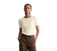 Kurzarmpullover MARC O'POLO DENIM "aus LENZING™ ECOVERO™", Damen, Gr. XS, creamy weiß, Obermaterial: 72% Viskose, 28% Polyester, unifarben, Rundhals, Pullover (83745213-XS) creamy weiß