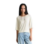 Strickpullover MARC O'POLO DENIM "aus weichem Organic-Cotton-Modal-Mix", Damen, Gr. S, beige (creamy weiß), Obermaterial: 50% Modal, 50% Baumwolle, unifarben, Rundhals, Pullover Strickpullover (217048