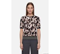 Kurzarmshirt BETTY BARCLAY "Damen kurzarm", Damen, Gr. 36, braun (beige, schwarz), Strick, Obermaterial: 80% Viskose, 20% Polyamid, Basic, figurumspielend normal, Rundhals, Shirts (93799725-36) beige,
