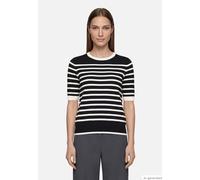 Kurzarmshirt BETTY BARCLAY "Damen kurzarm", Damen, Gr. 42, schwarz-weiß (patch schwarz, beige), Strick, Obermaterial: 55% Viskose, 30% Polyester, 15% Polyamid, Basic, figurumspielend normal, Rundhals,