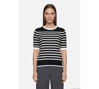 Kurzarmshirt BETTY BARCLAY "Damen kurzarm", Damen, Gr. 46, schwarz-weiß (patch schwarz, beige), Strick, Obermaterial: 55% Viskose, 30% Polyester, 15% Polyamid, Basic, figurumspielend normal, Rundhals,