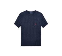 Kurzarmpullover mit Zopfmuster XS Blue