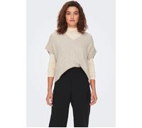 Kurzarmpullover ONLY "ONLMELODY VEST KNT", Damen, Gr. L, oatmeal melange, Strick, Obermaterial: 62% Polyacryl, 24% Nylon, 10% Polyester, 4% Elasthan, meliert, hüftlang, V-Ausschnitt, Pullover, Materia