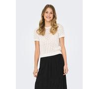 Kurzarmpullover ONLY "ONLSAGA LIFE SS O-NECK KNT NOOS", Damen, Gr. XL, weiß (cloud dancer), Strick, Obermaterial: 70% Baumwolle, 30% Polyester, unifarben, regular fit normal, Rundhals, Pullover, Baumw