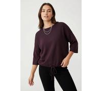 Kurzarmpullover ONLY "ONLSITERI SS LOOSE TIE O-NECK TOP CC KNT", Damen, Gr. M, winetasting, Strick, Obermaterial: 43% Polyester, 40% Viskose, 17% Nylon, unifarben, loose fit hüftlang, Rundhals, Pullov