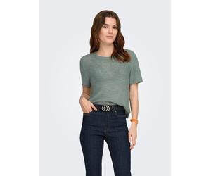 Kurzarmpullover ONLY "ONLSUNNY S/S PULLOVER NOOS KNT", Damen, Gr. L, grün (laurel wreath), Strick, Obermaterial: 55% Polyacryl, 45% Nylon, unifarben, regular fit normal, Rundhals, Rippstrickbündchen,