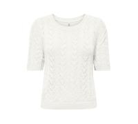 Kurzarmpullover ONLY "ONLSUNNY SS O-NECK KNT", Damen, Gr. M, weiß (cloud dancer), Strick, Obermaterial: 55% Polyacryl, 45% Nylon, unifarben, regular fit normal, Rundhals, Pullover, Kunstfaser, regular