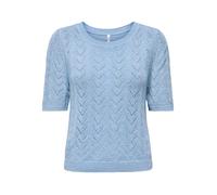 Kurzarmpullover ONLY "ONLSUNNY SS O-NECK KNT", Damen, Gr. XS, soft chambray, Strick, Obermaterial: 55% Polyacryl, 45% Nylon, unifarben, regular fit normal, Rundhals, Pullover, Kunstfaser, regular fit,