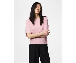 Kurzarmpullover PIECES "PCBREE SS O-NECK KNIT NOOS BC", Damen, Gr. L, roseate spoonbill detail:melange, Strick, Obermaterial: 80% Polyester, 20% Nylon, meliert, regular fit normal, Rundhals, Pullover,