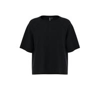 Kurzarmpullover PIECES "PCBREE SS O-NECK KNIT NOOS BC", Damen, Gr. L, schwarz, Strick, Obermaterial: 80% Polyester, 20% Nylon, unifarben, regular fit normal, Rundhals, Pullover, Materialmix, regular f