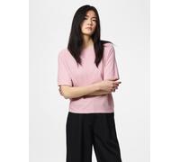 Kurzarmpullover PIECES "PCBREE SS O-NECK KNIT NOOS BC", Damen, Gr. M, roseate spoonbill detail:melange, Strick, Obermaterial: 80% Polyester, 20% Nylon, meliert, regular fit normal, Rundhals, Pullover,