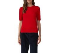 Kurzarmpullover S.OLIVER, Damen, Gr. 38, salsa rot, Web, Obermaterial: 72% Viskose, 28% Polyester, unifarben, regular fit normal, Rundhals, Pullover, mit Logo Stickerei (98004543-38) salsa rot