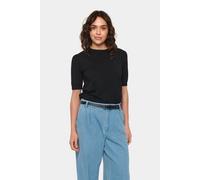 Kurzarmpullover SAINT TROPEZ "MilaSZ SS", Damen, Gr. XS, schwarz, Strick, Obermaterial: 80% Viskose, 20% Polyacryl, unifarben, normal normal, Rundhals, Pullover, Viskosemischung, Classic fit (76563757