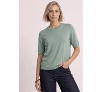 Kurzarmpullover STREET ONE, Damen, Gr. 38, eucalyptus grün, Stoff, 75% Viskose, 25% Polyamid, unifarben, normal normal, Rundhals, abgesteppt, Pullover, softe Viskose (32714546-38) eucalyptus grün