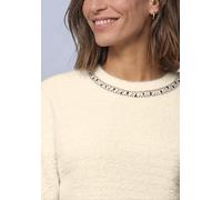 Kurzarmpullover STREET ONE, Damen, Gr. 38, pure beige, Strick, Obermaterial: 65% Polyamid, 23% Polyester, 12% Viskose, unifarben, normal hüftbedeckend, Rundhals, Pullover, Plüsch-Shirt mit Rundhals un