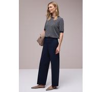 Kurzarmpullover STREET ONE, Damen, Gr. 38, shadowed navy, Stoff, 60% Viskose, 40% Baumwolle, gestreift, normal normal, Rundhals, Rippbündchen, Pullover, Rundhalsausschnitt (43795306-38) shadowed navy