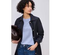 Kurzarmpullover STREET ONE, Damen, Gr. 40, cashmere blau meliert, Strick, Obermaterial: 60% Viskose, 40% Baumwolle, unifarben, normal hüftbedeckend, Rundhals, Bündchen, Pullover, in Strick-Optik und m