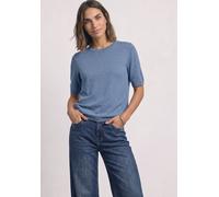 Kurzarmpullover STREET ONE, Damen, Gr. 44, northern blau meliert, Stoff, 75% Viskose, 25% Polyamid, unifarben, normal normal, Rundhals, abgesteppt, Pullover, softe Viskose (87497606-44) northern blau