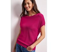 Kurzarmpullover STREET ONE, Damen, Gr. 46, magenta dream, Strick, Obermaterial: 100% Viskose, unifarben, lässig geschnitten hüftbedeckend, U-Boot-Ausschnitt, Flachstrickbündchen, Pullover, mit U-Boot-
