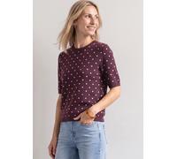 Kurzarmpullover STREET ONE, Damen, Gr. 46, rustic rouge, Stoff, 50% Viskose, 28% Polyester, 22% Polyamid, gepunktet, normal normal, Rundhals, Rippbündchen, Pullover, mit Punkten (68515900-46) rustic r