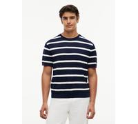 Kurzarmpullover TOMMY HILFIGER "Dress Casual Premium Line Knit Shirt", Herren, Gr. XL, carbon navy, weiß, Strick, Obermaterial: 100% Baumwolle, normal normal, Rundhals, Pullover (43590138-XL) carbon n