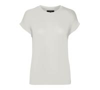 Kurzarmpullover VERO MODA "VMBRIANNA SS O-NECK PULLOVER BOO REP", Damen, Gr. S, weiß (snow weiß detail:solid), Feinstrick, Obermaterial: 58% Viskose, 38% Polyester, 4% Elasthan, unifarben, normal norm
