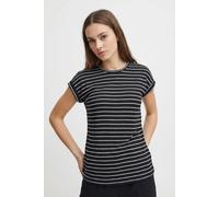Kurzarmpullover VERO MODA "VMBRIANNA SS O-NECK PULLOVER BOO REP", Damen, Gr. XS, schwarz-weiß (schwarz stripes:with snow weiß), Feinstrick, Obermaterial: 58% Viskose, 38% Polyester, 4% Elasthan, gerin