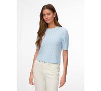 Kurzarmpullover VERO MODA "VMDOFFY STITCH 2/4 O-NECK PULLOVER NOOS", Damen, Gr. L, cashmere blau detail:melange, Strick, Obermaterial: 94% Polyester, 3% Elasthan, 3% Nylon, meliert, regular fit normal