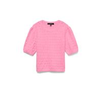 Kurzarmpullover VERO MODA "VMDOFFY STITCH 2/4 O-NECK PULLOVER NOOS", Damen, Gr. XS, prism pink detail:melange, Strick, Obermaterial: 94% Polyester, 3% Elasthan, 3% Nylon, meliert, regular fit normal, 