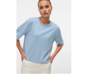 Kurzarmpullover VERO MODA "VMSILJE 2/4 O-NCK OVERSIZE PULL GA NOOS", Damen, Gr. XS, blau (cashmere blau), Strick, Obermaterial: 77% Viskose, 23% Polyester, unifarben, oversize normal, Rundhals, Pullov