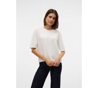 Kurzarmpullover VERO MODA "VMSILJE 2/4 O-NCK OVERSIZE PULL GA NOOS", Damen, Gr. XS, weiß (snow weiß), Strick, Obermaterial: 77% Viskose, 23% Polyester, unifarben, oversize normal, Rundhals, Pullover K