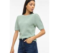 Kurzarmpullover VILA "VIDALO O-NECK S/S KNIT TOP - NOOS", Damen, Gr. M, blau surf, Strick, Obermaterial: 100% Baumwolle, unifarben, regular fit normal, Rundhals, Rippbündchen, Pullover (98319057-M) bl