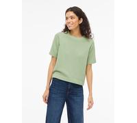 Kurzarmpullover VILA "VILOLLO O-NECK S/S DETAIL KNIT TOP- NOOS", Damen, Gr. M, smoke grün, Strick, Obermaterial: 100% Baumwolle, unifarben, regular fit normal, Rundhals, Rippstrickbündchen, Pullover (