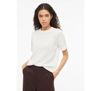Kurzarmpullover VILA "VILOLLO O-NECK S/S DETAIL KNIT TOP- NOOS", Damen, Gr. M, weiß alyssum, Strick, Obermaterial: 100% Baumwolle, unifarben, regular fit normal, Rundhals, Rippstrickbündchen, Pullover
