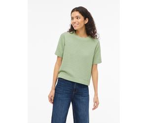 Kurzarmpullover VILA "VILOLLO O-NECK S/S DETAIL KNIT TOP- NOOS", Damen, Gr. XXL, grün (smoke grün), Strick, Obermaterial: 100% Baumwolle, unifarben, regular fit normal, Rundhals, Rippstrickbündchen, P