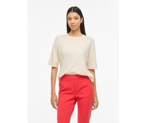 Kurzarmpullover VILA "VIMALU O-NECK 2/4 KNIT TOP-NOOS", Damen, Gr. S, beige (sandshell detail:melange), Strick, Obermaterial: 50% Polyester, 30% Viskose, 20% Nylon, meliert, oversize kurz, Rundhals, P