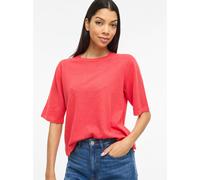 Kurzarmpullover VILA "VIMALU O-NECK 2/4 KNIT TOP-NOOS", Damen, Gr. XS, rot (hibiscus detail:melange), Strick, Obermaterial: 50% Polyester, 30% Viskose, 20% Nylon, meliert, oversize kurz, Rundhals, Pul