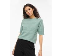 Kurzarmpullover VILA "VIMILOS S/S O-NECK POINTELLE TOP - NOOS", Damen, Gr. L, blau surf, Strick, Obermaterial: 52% Viskose, 28% Polyester, 20% Polyamid, unifarben, regular fit normal, Rundhals, Rippst