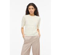 Kurzarmpullover VILA "VIMILOS S/S O-NECK POINTELLE TOP - NOOS", Damen, Gr. L, whisper weiß, Strick, Obermaterial: 52% Viskose, 28% Polyester, 20% Polyamid, unifarben, regular fit normal, Rundhals, Rip