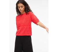 Kurzarmpullover VILA "VIMILOS S/S O-NECK POINTELLE TOP - NOOS", Damen, Gr. XL, rot (hibiscus), Strick, Obermaterial: 52% Viskose, 28% Polyester, 20% Polyamid, unifarben, regular fit normal, Rundhals, 