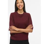 Kurzarmpullover VILA "VINIKOLINA O-NECK 2/4 KNIT TOP - NOOS", Damen, Gr. L, rot (port royale detail:melange), Strick, Obermaterial: 97% Polyester, 3% Elasthan, meliert, normal normal, Rundhals, Pullov