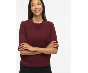 Kurzarmpullover VILA "VINIKOLINA O-NECK 2/4 KNIT TOP - NOOS", Damen, Gr. S, rot (port royale detail:melange), Strick, Obermaterial: 97% Polyester, 3% Elasthan, meliert, normal normal, Rundhals, Pullov