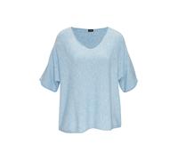 Kurzarmpullover VIVANCE, Damen, Gr. 36/38, blau (hellblau meliert), Strick, Obermaterial: 52% Viskose, 25% Polyester, 23% Polyamid, meliert, figurumspielend hüftlang, V-Ausschnitt, Rollsaum, Pullover,