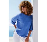 Kurzarmpullover VIVANCE, Damen, Gr. 36/38, blau, Strick, Obermaterial: 74% Polyacryl, 24% Polyamid, 2% Elasthan, unifarben, figurumspielend hüftlang, Rundhals, Raglanärmel, Pullover (74356800-36) blau