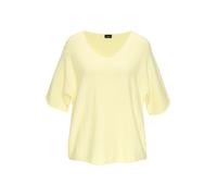 Kurzarmpullover VIVANCE, Damen, Gr. 36/38, gelb (hellgelb), Strick, Obermaterial: 52% Viskose, 25% Polyester, 23% Polyamid, unifarben, figurumspielend hüftlang, V-Ausschnitt, Rollsaum, Pullover, in lo