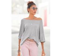 VIVANCE Kurzarmpullover Damen grau-meliert Gr.36/38