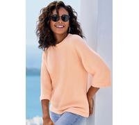 Kurzarmpullover VIVANCE, Damen, Gr. 40/42, apricot, Strick, Obermaterial: 74% Polyacryl, 24% Polyamid, 2% Elasthan, unifarben, figurumspielend hüftlang, Rundhals, Raglanärmel, Pullover (47665458-40) a
